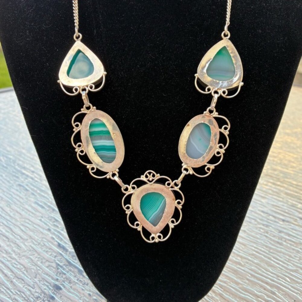 Green Botswana Agate Gemstone Hand Crafted Necklace - Picture 7 of 10